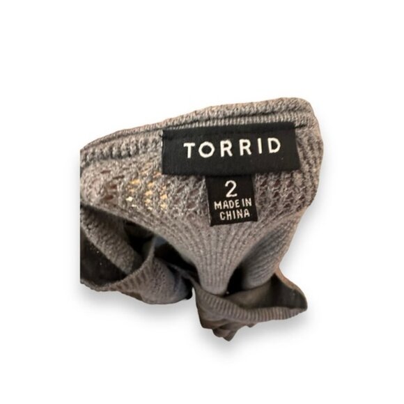 Women’s torrid 1 100% Cotton Grey 3/4 Bell Sleeve V Neck Sweater 14 16 1X 1XL - Picture 9 of 12